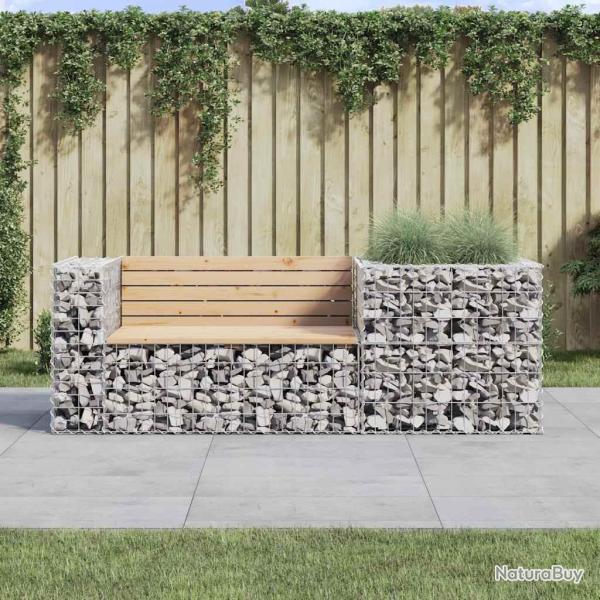 Banc de jardin avec panier en gabion bois massif de pin alsavelo