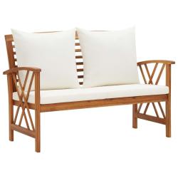 Banc de jardin avec coussins 119 cm Bois solide d'acacia alsavelo