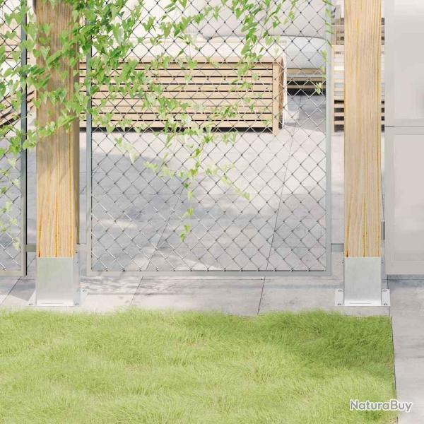 Bases de poteau carres 4 pcs argent 121x121 mm acier galvanis alsavelo