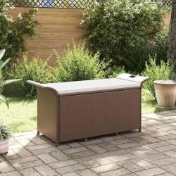 Banc de jardin avec coussin marron 116x46x57 cm r&eacute;sine tress&eacute;e