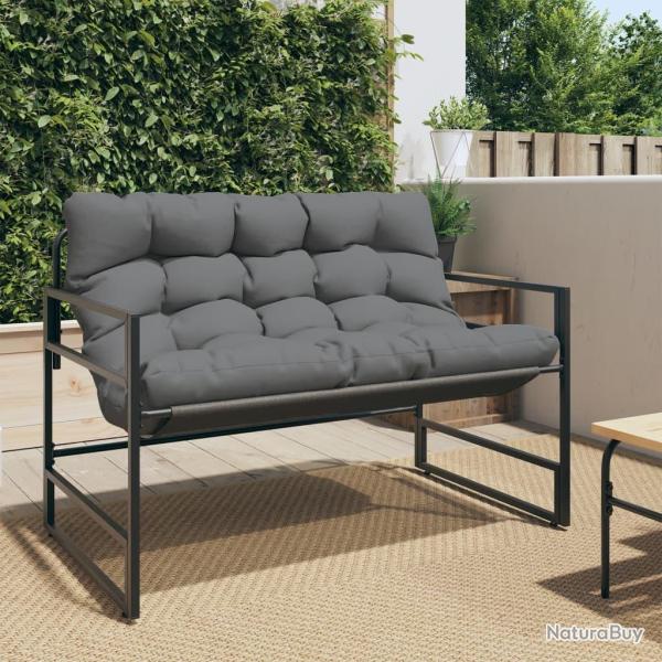 Banc de jardin avec coussin anthracite 113 cm acier alsavelo