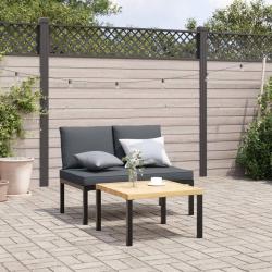 Banc de jardin avec coussins noir aluminium alsavelo
