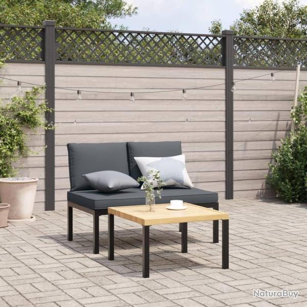 Banc de jardin avec coussins noir aluminium alsavelo