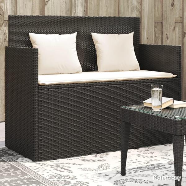 Banc de jardin avec coussins noir r�sine tress�e alsavelo