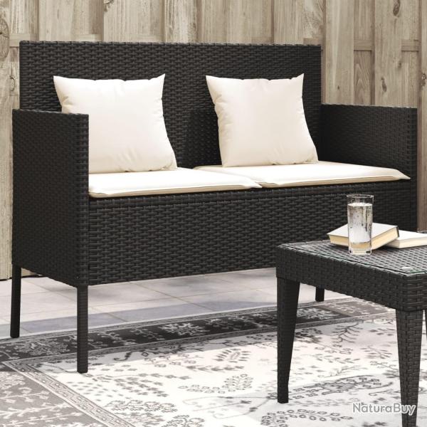 Banc de jardin avec coussins noir r�sine tress�e alsavelo