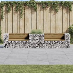 Banc de jardin avec panier en gabion bois de pin impr&eacute;gn&eacute;