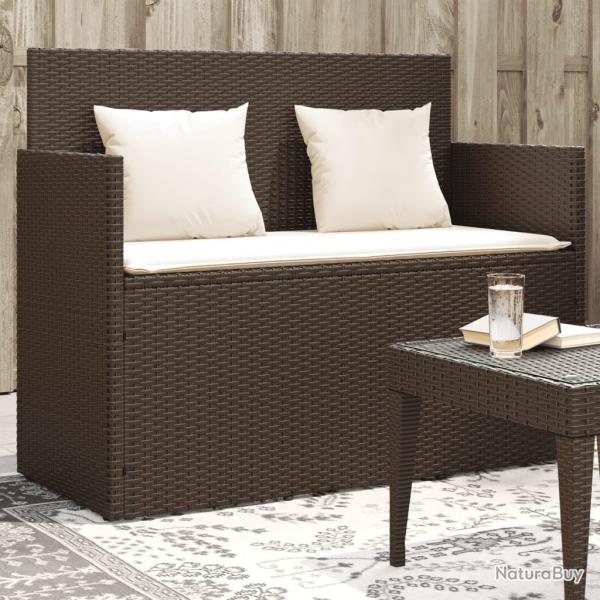 Banc de jardin avec coussins marron r�sine tress�e