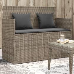 Banc de jardin avec coussins gris r&eacute;sine tress&eacute;e