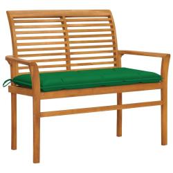 Banc de jardin avec coussin vert 112 cm Bois de teck massif