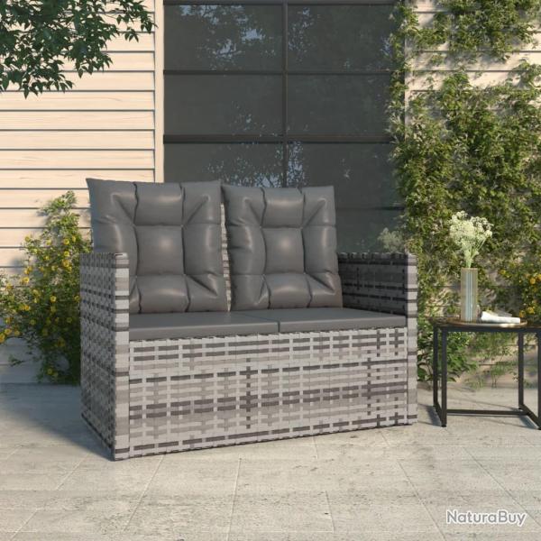 Banc de jardin avec coussins Gris 105 cm R�sine tress�e alsavelo