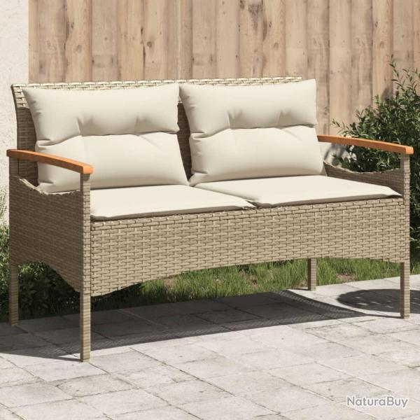 Banc de jardin avec coussins 116x62,5x74cm beige r�sine tress�e alsavelo