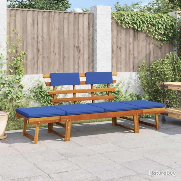 Banc de jardin avec coussins 2-en-1 190 cm Bois solide d'acacia alsavelo