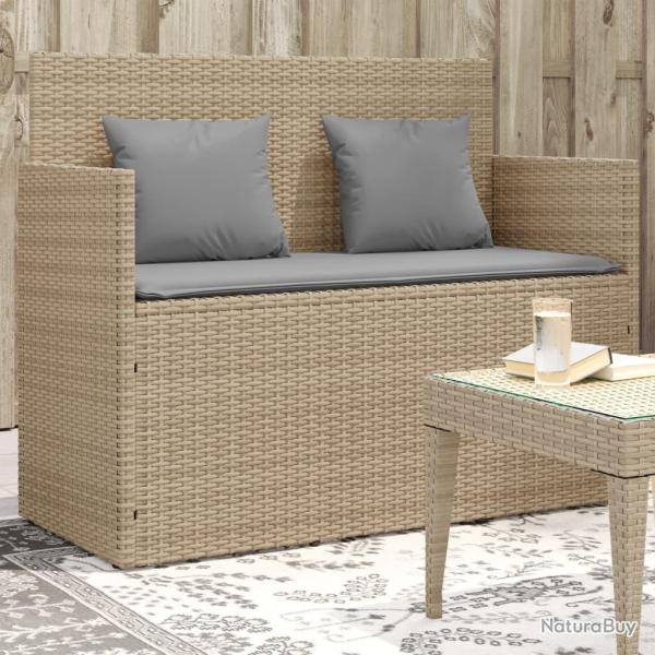 Banc de jardin avec coussins beige r�sine tress�e