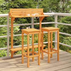 bar de balcon 3 pcs Bois d'acacia solide