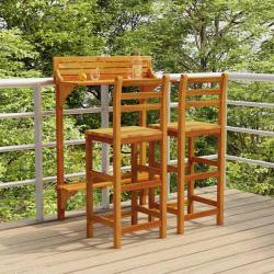 bar de balcon 3 pcs Bois d'acacia massif alsavelo