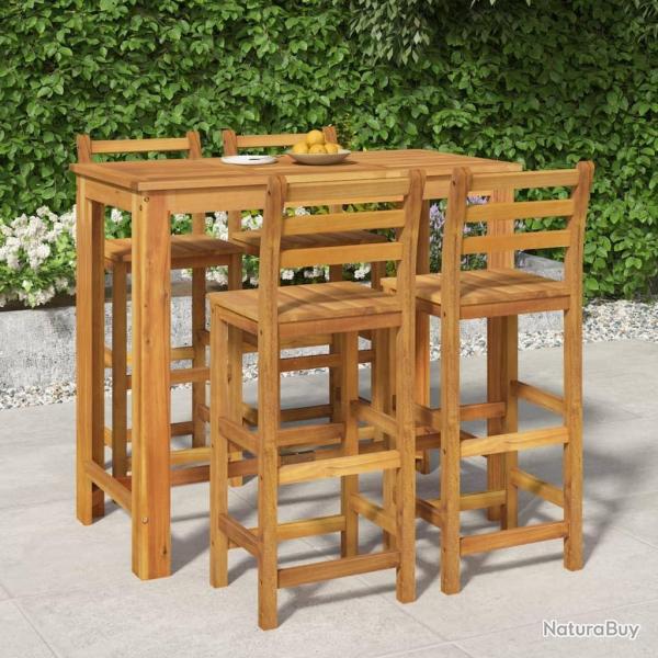 bar de jardin 5 pcs bois d'acacia solide alsavelo