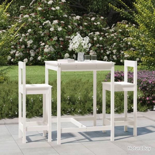 bar de jardin 3 pcs blanc bois de pin massif alsavelo
