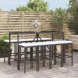 bar de jardin 9 pcs avec coussins noir poly rotin alsavelo