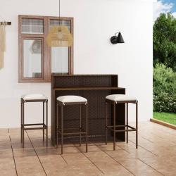 bar de jardin avec coussins 4 pcs Marron