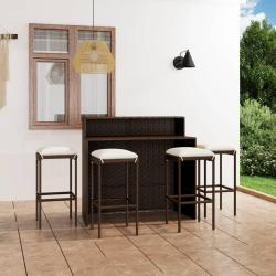 bar de jardin avec coussins 5 pcs Marron alsavelo