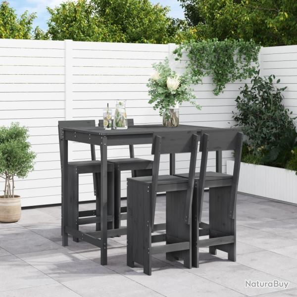 bar de jardin 5 pcs gris bois de pin massif alsavelo