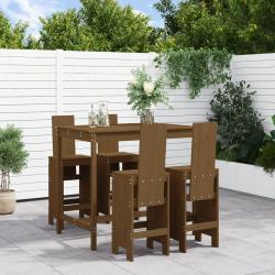 bar de jardin 5 pcs marron miel bois de pin massif alsavelo