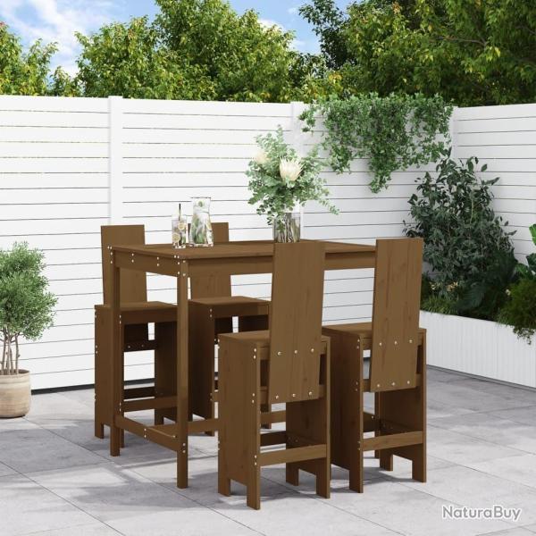 bar de jardin 5 pcs marron miel bois de pin massif alsavelo