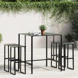 bar de jardin 5 pcs noir acier enduit de poudre alsavelo