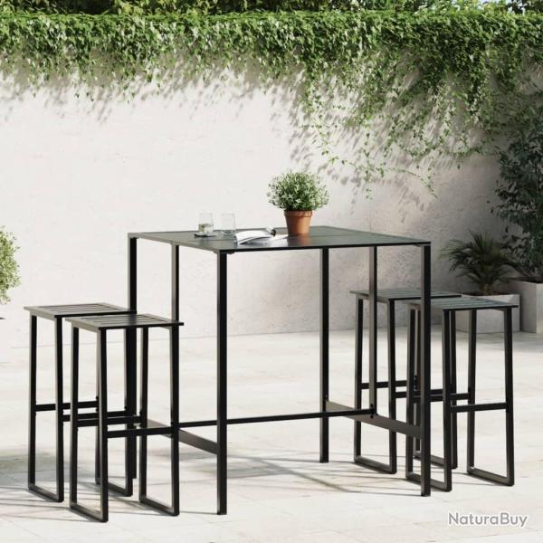 bar de jardin 5 pcs noir acier enduit de poudre alsavelo