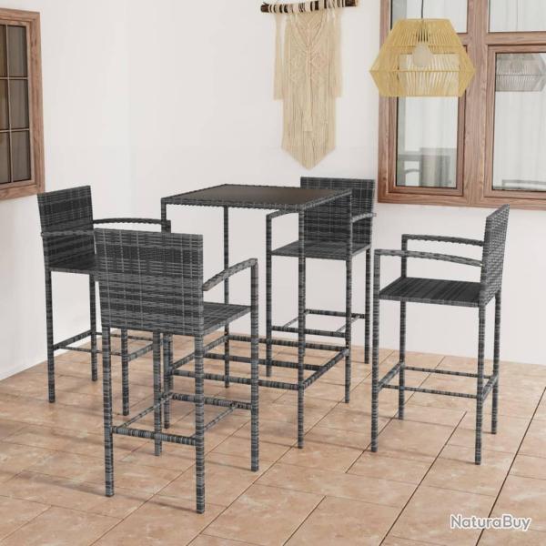 Ensemble de bar de jardin 5 pcs R�sine tress�e Gris