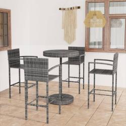 bar de jardin 5 pcs R&eacute;sine tress&eacute;e Gris