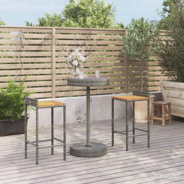 bar jardin 3 pcs gris poly rotin/bois massif acacia alsavelo