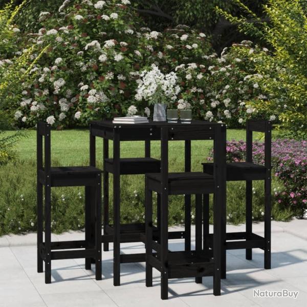 bar de jardin 5 pcs noir bois de pin massif alsavelo