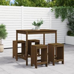 bar de jardin 5 pcs marron miel bois de pin massif alsavelo