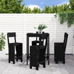 bar de jardin 5 pcs noir bois de pin massif alsavelo