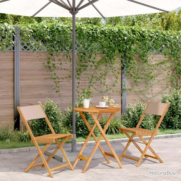 bistro 3 pcs taupe tissu et bois massif