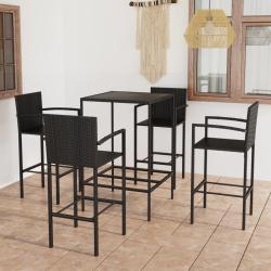 bar de jardin 5 pcs R&eacute;sine tress&eacute;e Noir alsavelo