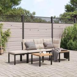 banc de jardin avec coussins 4 pcs noir alsavelo