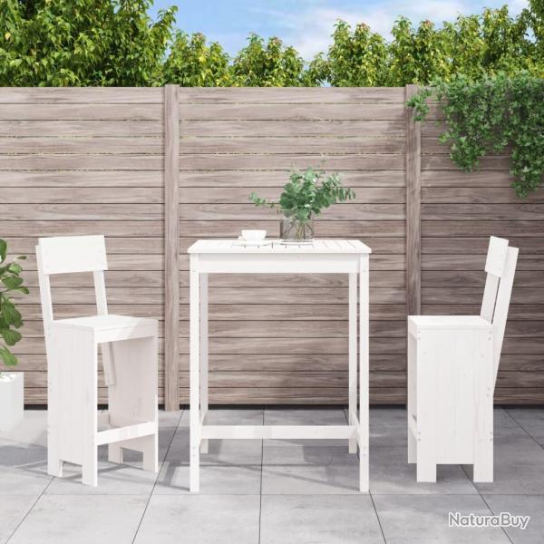 bar de jardin 3 pcs blanc bois de pin massif alsavelo