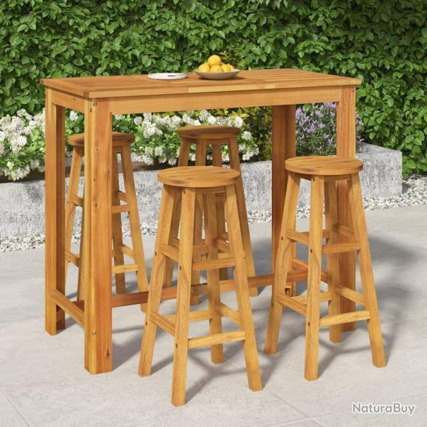 bar de jardin 5 pcs bois d'acacia solide alsavelo