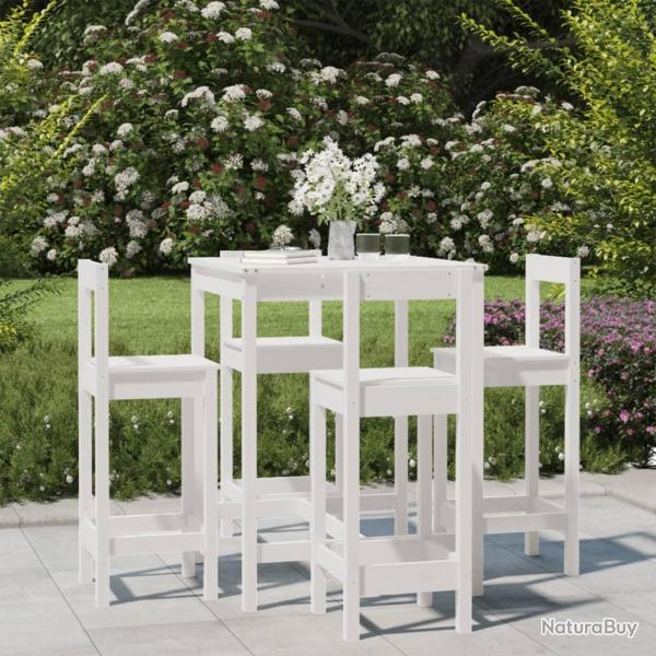 bar de jardin 5 pcs blanc bois massif de pin alsavelo