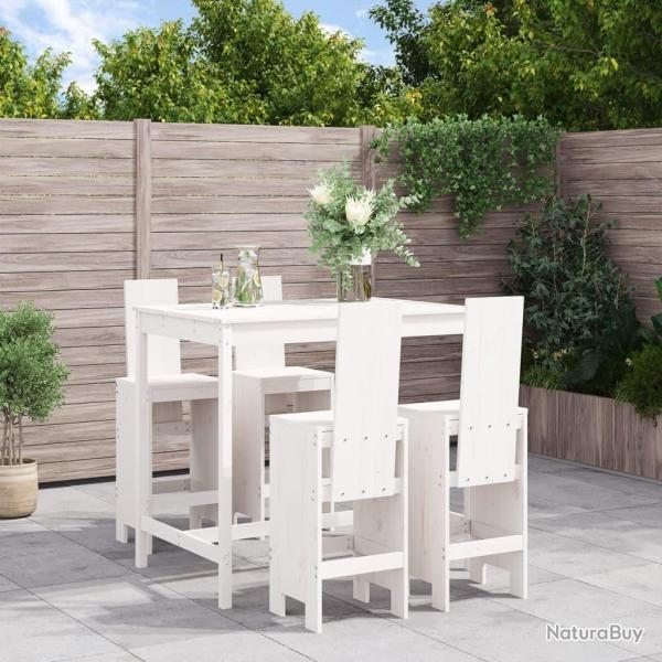 bar de jardin 5 pcs blanc bois massif de pin alsavelo