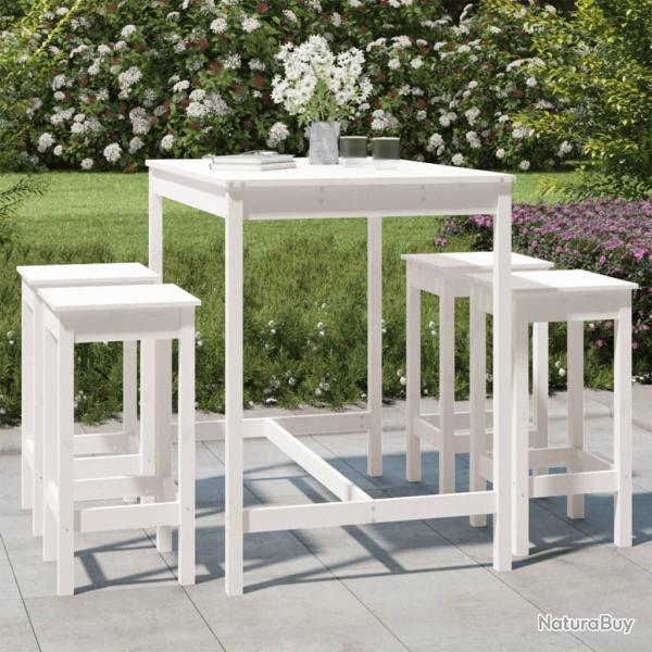 bar de jardin 5 pcs blanc bois massif de pin alsavelo