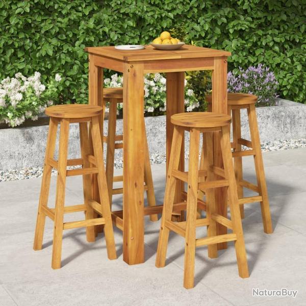 bar de jardin 5 pcs bois d'acacia solide alsavelo