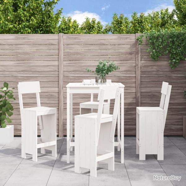 bar de jardin 5 pcs blanc bois massif de pin alsavelo