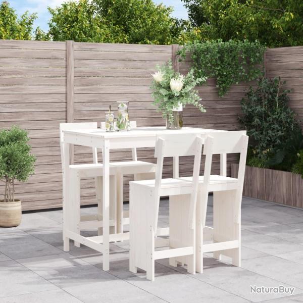 bar de jardin 5 pcs blanc bois massif de pin alsavelo