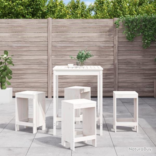 bar de jardin 5 pcs blanc bois massif de pin alsavelo