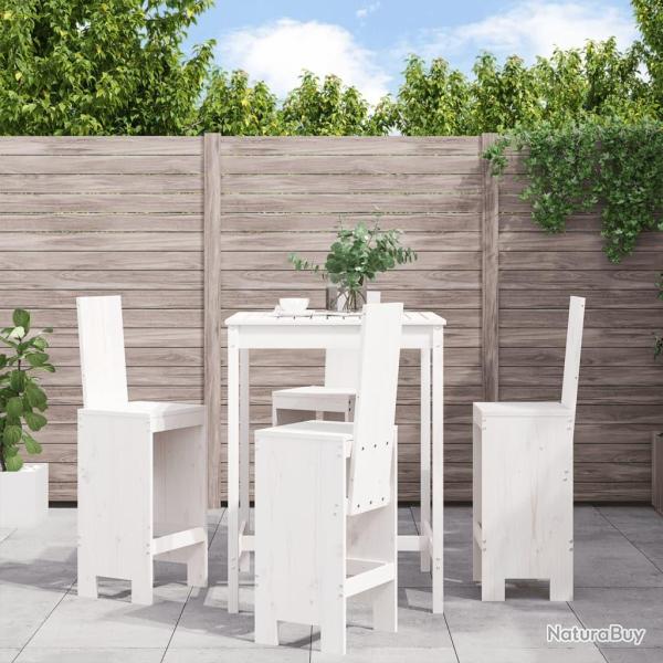 bar de jardin 5 pcs blanc bois massif de pin alsavelo