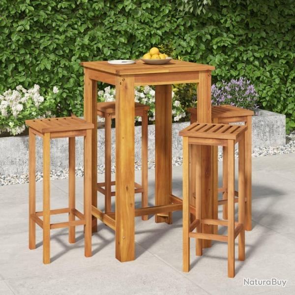 bar de jardin 5 pcs bois d'acacia solide alsavelo