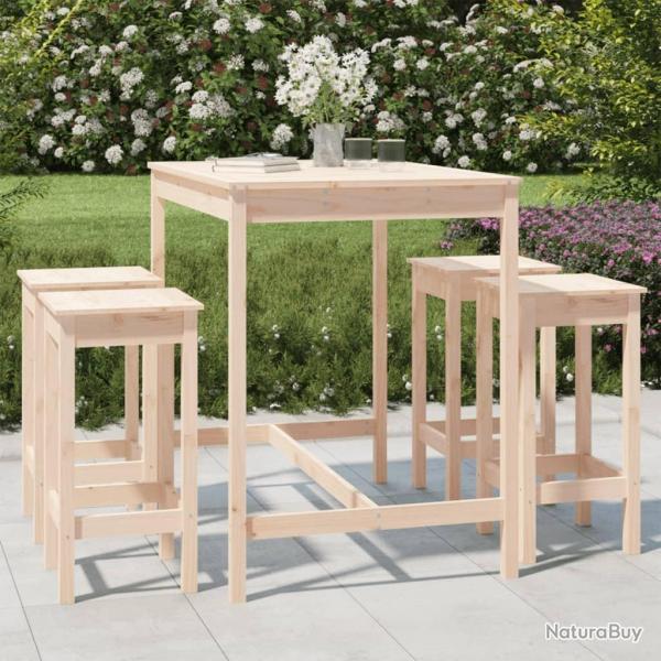 bar de jardin 5 pcs bois de pin massif alsavelo
